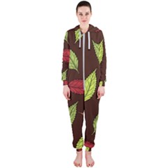 Autumn Leaves Pattern Hooded Jumpsuit (Ladies) 