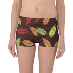 Autumn Leaves Pattern Reversible Boyleg Bikini Bottoms