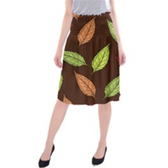Autumn Leaves Pattern Midi Beach Skirt