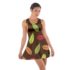 Autumn Leaves Pattern Cotton Racerback Dress