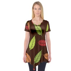 Autumn Leaves Pattern Short Sleeve Tunic 