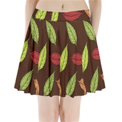 Autumn Leaves Pattern Pleated Mini Skirt