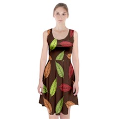 Autumn Leaves Pattern Racerback Midi Dress