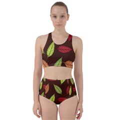 Autumn Leaves Pattern Racer Back Bikini Set