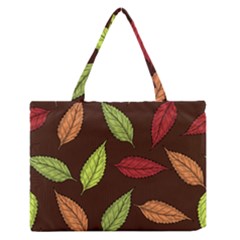 Autumn Leaves Pattern Zipper Medium Tote Bag