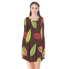 Autumn Leaves Pattern Flare Dress