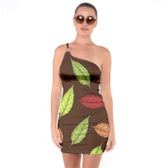 Autumn Leaves Pattern One Soulder Bodycon Dress