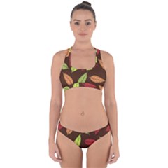 Autumn Leaves Pattern Cross Back Hipster Bikini Set