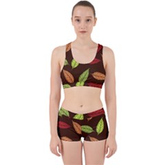 Autumn Leaves Pattern Work It Out Sports Bra Set