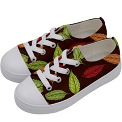 Autumn Leaves Pattern Kids  Low Top Canvas Sneakers