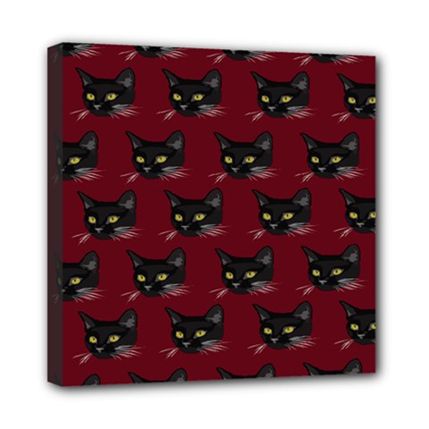 Face Cat Animals Red Mini Canvas 8  X 8 