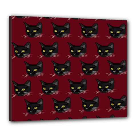 Face Cat Animals Red Canvas 24  X 20  by Mariart