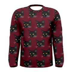 Face Cat Animals Red Men s Long Sleeve Tee