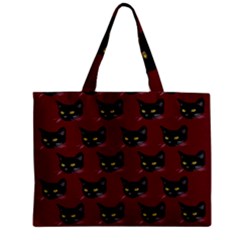 Face Cat Animals Red Zipper Mini Tote Bag