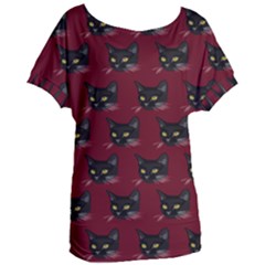 Face Cat Animals Red Women s Oversized Tee