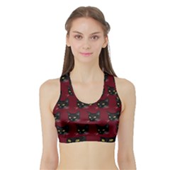 Face Cat Animals Red Sports Bra With Border