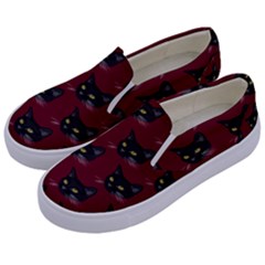 Face Cat Animals Red Kids  Canvas Slip Ons