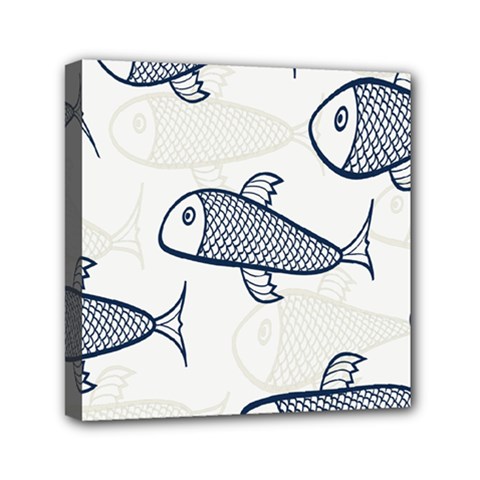 Fish Graphic Flooring Blue Seaworld Swim Water Mini Canvas 6  x 6 