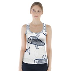 Fish Graphic Flooring Blue Seaworld Swim Water Racer Back Sports Top