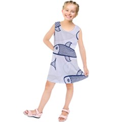 Fish Graphic Flooring Blue Seaworld Swim Water Kids  Tunic Dress by Mariart