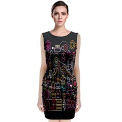 Features Illustration Classic Sleeveless Midi Dress