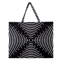 Gold Wave Seamless Pattern Black Hole Zipper Large Tote Bag by Mariart