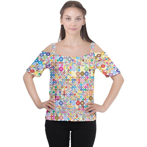 Circle Rainbow Polka Dots Cutout Shoulder Tee by Mariart