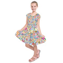 Circle Rainbow Polka Dots Kids  Short Sleeve Dress