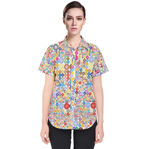 Circle Rainbow Polka Dots Women s Short Sleeve Shirt by Mariart