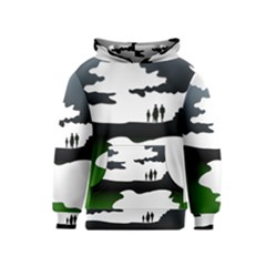 Landscape Silhouette Clipart Kid Abstract Family Natural Green White Kids  Pullover Hoodie