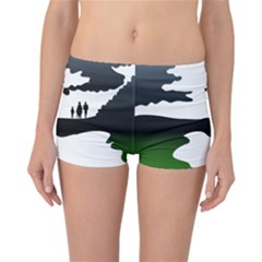 Landscape Silhouette Clipart Kid Abstract Family Natural Green White Reversible Boyleg Bikini Bottoms by Mariart