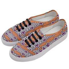 Purple And Brown Shapes                            Women s Classic Low Top Sneakers by LalyLauraFLM