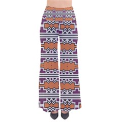 Purple And Brown Shapes                            Women s Chic Palazzo Pants by LalyLauraFLM