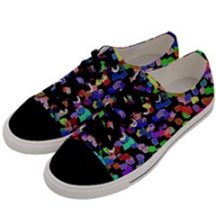 Colorful Paint Strokes On A Black Background                          Men s Low Top Canvas Sneakers by LalyLauraFLM