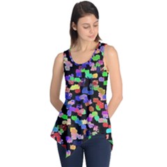 Colorful Paint Strokes On A Black Background                                Sleeveless Tunic by LalyLauraFLM