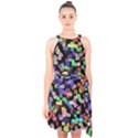 Colorful paint strokes on a black background                         Halter Collar Waist Tie Chiffon Dress View1
