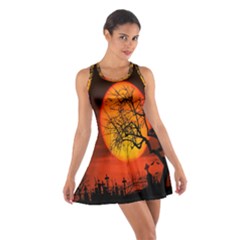 Helloween Midnight Graveyard Silhouette Cotton Racerback Dress by Mariart