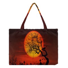 Helloween Midnight Graveyard Silhouette Medium Tote Bag by Mariart