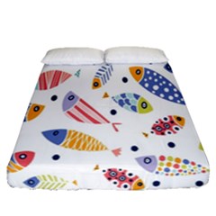 Love Fish Seaworld Swim Blue White Sea Water Cartoons Rainbow Fitted Sheet (queen Size)