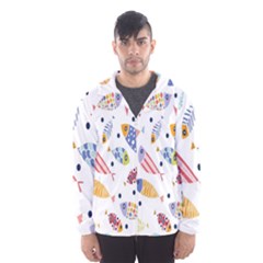 Love Fish Seaworld Swim Blue White Sea Water Cartoons Rainbow Hooded Wind Breaker (men) by Mariart