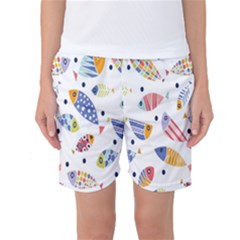 Love Fish Seaworld Swim Blue White Sea Water Cartoons Rainbow Women s Basketball Shorts by Mariart