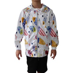 Love Fish Seaworld Swim Blue White Sea Water Cartoons Rainbow Hooded Wind Breaker (kids) by Mariart