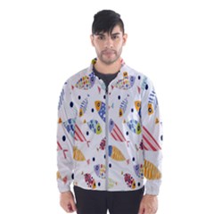 Love Fish Seaworld Swim Blue White Sea Water Cartoons Rainbow Wind Breaker (men) by Mariart