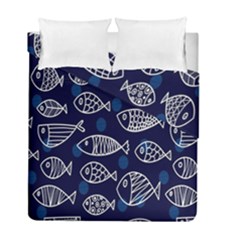 Love Fish Seaworld Swim Blue White Sea Water Cartoons Duvet Cover Double Side (full/ Double Size) by Mariart