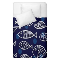 Love Fish Seaworld Swim Blue White Sea Water Cartoons Duvet Cover Double Side (single Size) by Mariart