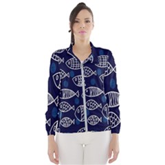 Love Fish Seaworld Swim Blue White Sea Water Cartoons Wind Breaker (women) by Mariart