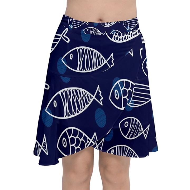 Love Fish Seaworld Swim Blue White Sea Water Cartoons Chiffon Wrap