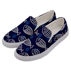 Love Fish Seaworld Swim Blue White Sea Water Cartoons Men s Canvas Slip Ons by Mariart