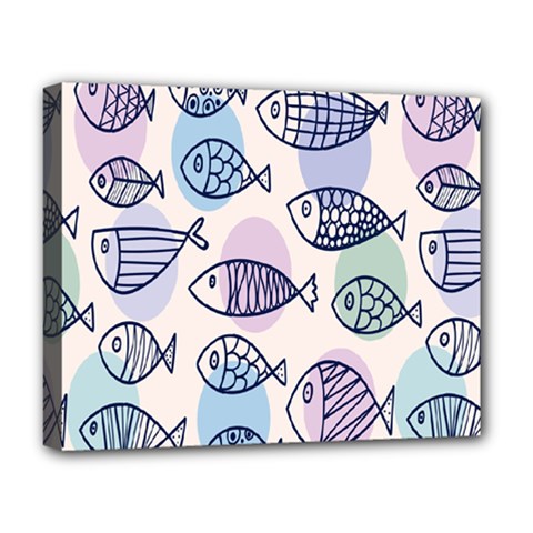 Love Fish Seaworld Swim Blue White Sea Water Cartoons Rainbow Polka Dots Deluxe Canvas 20  X 16   by Mariart