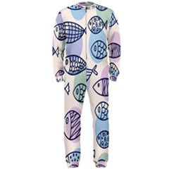 Love Fish Seaworld Swim Blue White Sea Water Cartoons Rainbow Polka Dots Onepiece Jumpsuit (men)  by Mariart